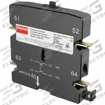 Dayton Auxiliary Contact: 1NO/1NC, 10 A Max Current (AC), Side Mount - Dayton Auxiliary Contacts