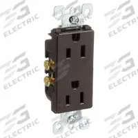 LEVITON Receptacle: Decorator Duplex, 5-15, Brown, 125V AC, 15 A, 2 Pole / 3 Wire (MPN 5325)