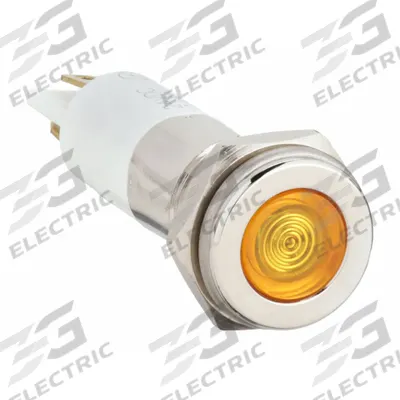 APPROVED VENDOR Flush Panel Light: 10 mm Panel Mounting Hole Dia, LED, Yellow, Flush Head - LED Indicator Pilot Lights
