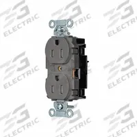 HUBBELL Receptacle: Duplex, 5-15, Gray, 125V AC, 15 A, 2 Pole / 3 Wire (MPN 5262STGYTR)