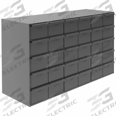 DURHAM MFG Drawer Bin Cabinet: 33 3/4 in x 12 1/4 in x 21 in, 30 Drawers, Stackable - Modular Metal Small Parts Drawer Cabinets