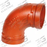 GRUVLOK Metal Pipe Elbow: 90° Elbow, 1 in x 1 in, Ductile Iron, 300 psi @ 150° F (MPN 0390014181). Key specifications — Brand: GRUVLOK; Maximum Operating Pressure: 300 psi @ 150° F; Fitting Pipe Size: 1 in x 1 in.