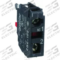 SCHNEIDER Contact Block: 22 mm Panel Mounting Size, 1NC, Momentary, ZB4/ZB5 Series (MPN ZBE102). Key specifications — Switch Action: Momentary; Terminal Connection Type: Screw Clamp Terminals; Brand: SCHNEIDER; Compatible with Series: ZB4.