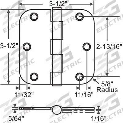 APPROVED VENDOR Butt Hinge: Steel, Full Mortise, 3 1/2 in Leaf Wd - Full Mortise-Mount Butt Hinges