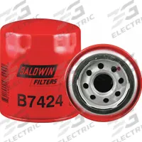 BALDWIN FILTERS Oil Filter: B7424, 1-12 Thread Size, 4 7/16 in Overall Ht, 4 7/16 in Outside Dia. Key specifications — Baldwin Interchange: B7424; Brand: BALDWIN FILTERS; Compatible Vehicle Make: Jaguar; Includes: Anti-Drainback Valve; Media Material: Cellulose.