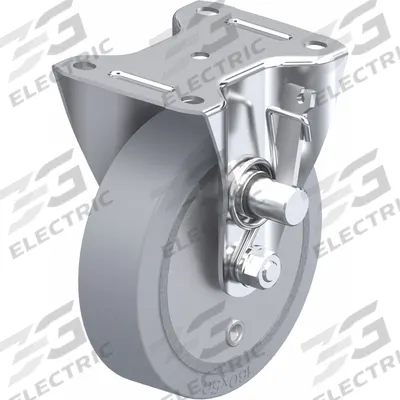 APPROVED VENDOR Plate Caster: Rigid, Safety Brake, Rubber, 6 5/16 in Wheel Dia, 2 in Wheel Wd - Cable-Actuated Heavy-Duty Plate Casters