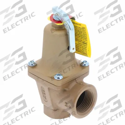 Watts Boiler Pressure Relief Valve: FNPTF x FNPTF, 3/4 in x 1 in, Iron - ASME Section XIII Hot Water Pressure Relief Valves