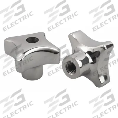 KIPP Hand Knob: 4 Point, Stainless Steel, 1/2"-13 Thread - Corrosion-Resistant 4-Arm Knobs with Threaded Through-Hole