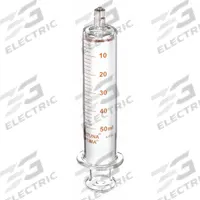 FORTUNA Reusable Glass Syringe: 50 mL Capacity - mL, Luer Lock, Borosilicate Glass, Reusable (MPN 7.140-45). Key specifications — Attachment Type: Luer Lock; Plunger Material: Borosilicate Glass; Tip Material: Borosilicate Glass; Barrel Material: Borosilicate Glass; Brand: FORTUNA; Compatible Needles: Sharp, Tri-Bevel Needles; Includes Needles: No; Replaceable Tip: No.