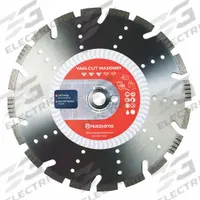 HUSQVARNA Diamond Saw Blade: Block/Concrete/Masonry/Stone, 14 in Blade Dia., 1 in Arbor Size, Wet (MPN VCM-14). Key specifications — attr1097734: Wet; attr1097738: Small Flat Saw; attr1097751: HUSQVARNA.