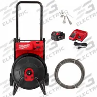 MILWAUKEE Drain Cleaning Machine: Cordless, M18, For 1 1/2 in to 3 in Pipe, 3/8 in Cable Dia. (MPN 2817A-21). Key specifications — attr517452: Charger; attr517433: Cordless.