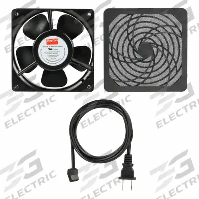 Dayton Axial Fan: 85 cfm_95 cfm Airflow @ 0.000 in SP, 4 3/4 in Ht, 1 1/2 in Dp - Standard Square Axial Fan Kits