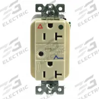 HUBBELL Receptacle: Hospital Grade Fed. Spec., Duplex, 5-20R, Ivory, 125V AC, 20 A, 2 Pole / 3 Wire (MPN IG8362ISA)