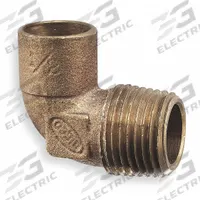NIBCO Sweat Fitting Elbow: 1/2 in CTS x 1/2 in Pipe, Cup x MNPT, Cast Copper (MPN C7074-1/2)