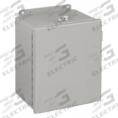 WIEGMANN Enclosure: Steel, 14 in x 12 in x 6 in, NEMA 12/13/4, Solid Cover, Hinged (MPN BN4141206CH). Key specifications — Closure Method: Clamps; Brand: WIEGMANN; Knockouts: Not Included.