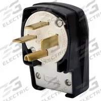 HUBBELL Straight Blade Plug: 15-50P, 250V AC, 50 A, 3 Pole, 4 Blade, Black (MPN HBL8452C)