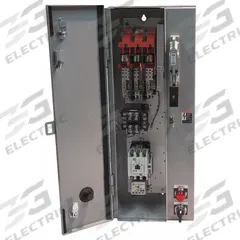 EATON NEMA Combination Starter: Fusible Disconnect, 3 Poles, NEMA Size 0, 120V AC, NEMA-Rated 1 (MPN ECN1801EJB-R63/B). Key specifications — Includes Pilot Light: Yes; Maximum Voltage Rating: 250V AC; Brand: EATON; Phase: Three; Coil Voltage: 208V AC; Control Transformer: Yes; Control Transformer Voltage: 208V AC Primary, 120V AC Secondary; For Fuse Class: Class R.