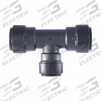 SHARKBITE Push-Fit Tee Fitting: 7/8 in OD x 3/4 in Pipe x 3/4 in OD x 1/2 in OD Size, Polymer (MPN PL08222216A). Key specifications — Brand: SHARKBITE.