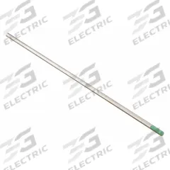 MILLER ELECTRIC Tungsten Electrode: Pure Tungsten, 1/8 in x 7 in, Green, EWP, 10 PK (MPN WP018X7). Key specifications — Brand: MILLER ELECTRIC; Overall Length: 7 in; AWS Classification: EWP; Welding Current Designation: AC; Color: Green.