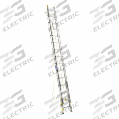 WERNER Extension Ladder: 28 ft Ladder Size, Aluminum, 250 lb Load Capacity, 56 lb Wt - Leg Leveling Lightweight Aluminum Extension Ladders