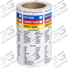 BRADY NFPA Label: 2 in Ht, 1 1/4 in Wd, Vinyl, Adhesive, 1 1/4 in x 2 in, GHS, 500 PK (MPN 99177). Key specifications — Material: Vinyl.