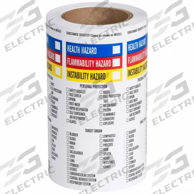 BRADY NFPA Label: 2 in Ht, 1 1/4 in Wd, Vinyl, Adhesive, 1 1/4 in x 2 in, GHS - Safety