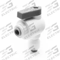 PARKER Manual Two-Way Ball Valve: 3/8 in, Polypropylene, Angle, Push x Push, One-Piece, Lever (MPN LFPP10MVEU10M). Key specifications — Brand: PARKER; Handle: Lever.