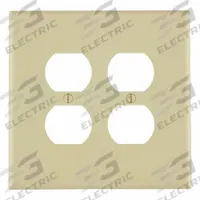 LEVITON Wall Plate: Duplex Outlet, 2 Gang, Ivory, Jumbo Size (MPN 86116). Key specifications — Brand: LEVITON; Material: Plastic.