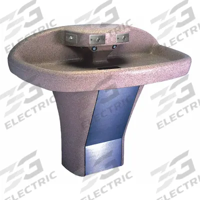 ACORN Wash Fountain: Smoky Granite, Corterra, D-Shape, 40 in Overall Wd, P-Trap Drain - Sensor-Operated Wash Fountains