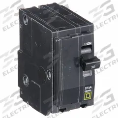 SQUARE D Miniature Circuit Breaker: 30 A, 120/240V AC, Single Phase, 22kA at 120/240V AC, 2 Poles (MPN QO230VH). Key specifications — Phase: Single; Amps: 30 A; AC Voltage Rating: 120/240V AC; Max. AIR Rating: 22kA at 120/240V AC; For Use With: QO Load Centers and NQ Panelboards; Brand: SQUARE D.