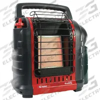 MR. HEATER Portable Gas Tabletop Heater: 9,000 BtuH Heating Capacity Output, 225 sq ft Heating Area (MPN MH9BX-F232050). Key specifications — Housing Color: Red; Body Shape: Rectangular; Brand: MR. HEATER; Overall Dimensions - H x W x D: 14-3/8 in x 9 in x 14-3/8 in.