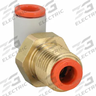 SMC Push-Fit Elbow Fitting: 1/4 in OD x 1/4 in OD Size, Push-to-Connect x Push-to-Connect - Polybutylene & Brass Tube Fittings