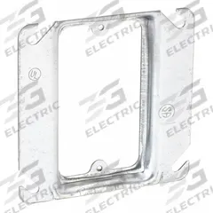 RACO Plaster Ring: Raised, 1/2 in Raised Ht, Steel, 4 in Overall Lg, 4 in Overall Wd (MPN 772). Key specifications — Brand: RACO; Material: Steel; Cover Design: Raised.