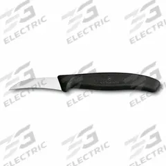 VICTORINOX Shaping Knife: Curved, 6 3/8 in Overall Lg, Stainless Steel Blade, Polypropylene Handle (MPN 6.7503). Key specifications — Brand: VICTORINOX; Blade Material: Stainless Steel; Blade Type: Curved; Edge Style: Smooth Edge; Forged/Stamped: Stamped; Handle Color: Black; Handle Material: Polypropylene; Knife Type: Shaping Knife.