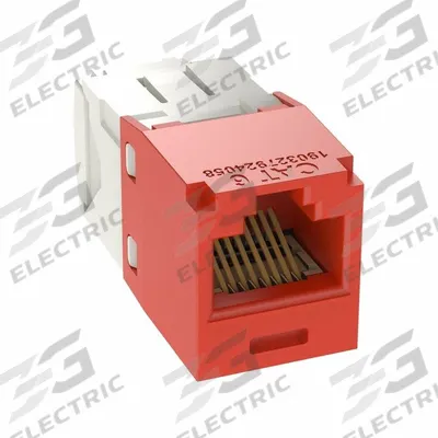 PANDUIT Jack Module: 1 Ports, Red, 6, RJ45, Copper - Category Jacks