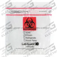 Specimen Transfer Bag: LDPE, Biohazard, 1.75 mil Thick, Clear, 8 in Overall Ht, 49-95, 1,000 PK. Key specifications — Brand: MEDEGEN MEDICAL PRODUCTS; Closure Type: Zipper; Product Type: Dual Pouch Specimen Bag; Manufacturer Part Number: 49-95; Color: Clear; Display Sell UOM: PK; Legend: Biohazard.