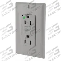 LEVITON GFI Receptacle: Hospital Grade Fed. Spec., Decorator Duplex, 5-15R, Gray, GFCI, 125V AC (MPN GFTR1-HGG)