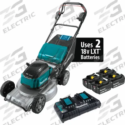 MAKITA Battery-Powered Lawn Mower Kit: Self-Propelled, 21 in Cutting Wd - Battery-Powered Lawn Mowers