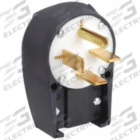 BRYANT Straight Blade Plug: 15-50P, 250V AC, 50 A, 3 Pole, 4 Blade, Black/White (MPN 8452ANPB)
