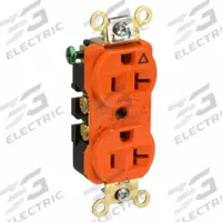 HUBBELL Receptacle: Duplex, 5-20, Orange, 125V AC, 20 A, 2 Pole / 3 Wire (MPN IG5362)