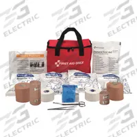 FIRST AID ONLY First Aid Kit and Housing: Gen Purpose, 10 People Served, 88 Components, Fabric (MPN 7150). Key specifications — Adhesive Bandages Included: (4) Butterfly Closures; Application: General Purpose; Brand: FIRST AID ONLY; Housing Color: Red; Housing Material: Fabric; Includes Oral or Inhalant Medication: Medication Included; Mountable: Wall Mount; Oral and Inhalant Medicinals Included: (2) Motion Sickness Relievers.