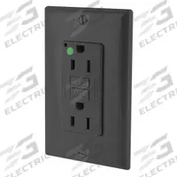 LEVITON GFI Receptacle: Hospital Grade Fed. Spec., Decorator Duplex, 5-15R, Black, GFCI, 125V AC (MPN GFNT1-HGE)
