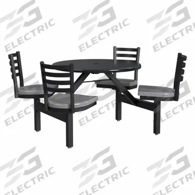 PALMER HAMILTON Picnic Table: Fiberglass, Durable Fiberglass Finish, Black/Gray - Round Picnic Tables