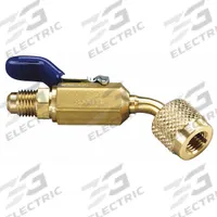 YELLOW JACKET Ball Valve: 8 1/2 in Lg, 45° Angle, Input 1/4 in Male, Output 1/4 in Female (MPN 93843). Key specifications — Product Type: Ball Valve; Brand: YELLOW JACKET; Manufacturer Part Number: 93843; Material: Brass.