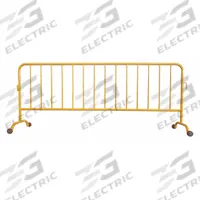 APPROVED VENDOR Crowd Control Barrier: Casters, 40 1/2 in Ht, 8 1/2 ft Lg, 20 in Wd, Yellow (MPN 31DW08). Key specifications — Brand: APPROVED VENDOR; Portability: Casters; Material: Steel; Message: No Legend; Includes: (2) Removable Feet with Wheels; Finish: Powder Coated; Connecting Option: Interlocking; ADA Compliance: No.