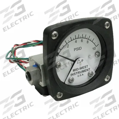 MIDWEST INSTRUMENT Differential Pressure Gauge & Switch: Back, 1/4 in NPT Female, 120 - Medium & High Operating Pressure Differential Gauges with Switch