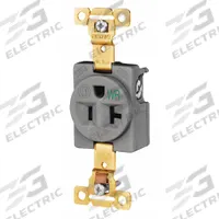 BRYANT Receptacle: Single, 5-20, Gray, 125V AC, 20 A, 2 Pole / 3 Wire (MPN 5361GRYWR)