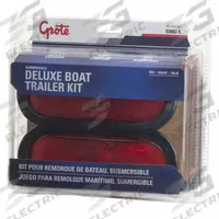 GROTE Trailer Lighting Kit: Incandescent, Trailer Light, Red, Oval, 4 1/16 in Overall Ht, Pigtail (MPN 53082-5). Key specifications — Standards: FMVSS 108; Electrical Connection: Pigtail; Brand: GROTE; Installation Type: Removable; Lens Color: Red; Mount Type: Bracket; Lighting Technology: Incandescent; Hardware Included: (2) Brackets.