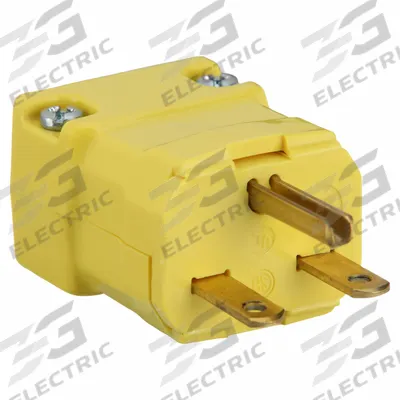 HUBBELL Straight Blade Plug: 6-15P, 250V AC, 15 A, 2 Pole, 3 Blade, Yellow (MPN HBL5666VY) - Hinged Plugs