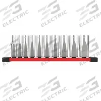 MILWAUKEE Deep Well Socket Set: 3/8 in Drive, 10 Piece, 6-Point, SAE, 5/16 in to 7/8 in (MPN 48-22-9405). Key specifications — attr1224269: 3/8 in; attr1204685: Not Tether Capable; attr1204650: 5/16 in to 7/8 in; attr1204673: Socket Bits Not Included; attr1204688: MILWAUKEE; attr1224230: Friction; attr1206170: Deep Sockets.